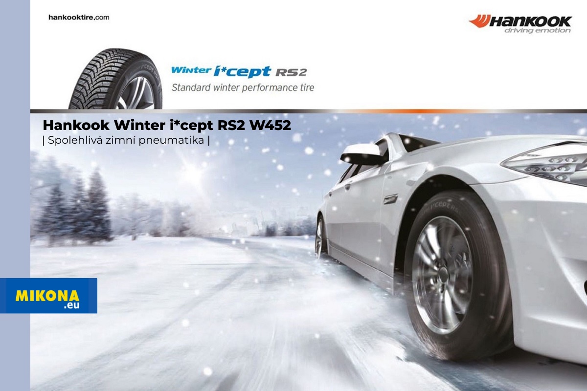 Zimní pneumatika Hankook Winter i*cept RS2 W452 při jízdě na zasněžené silnici s jistou trakcí.